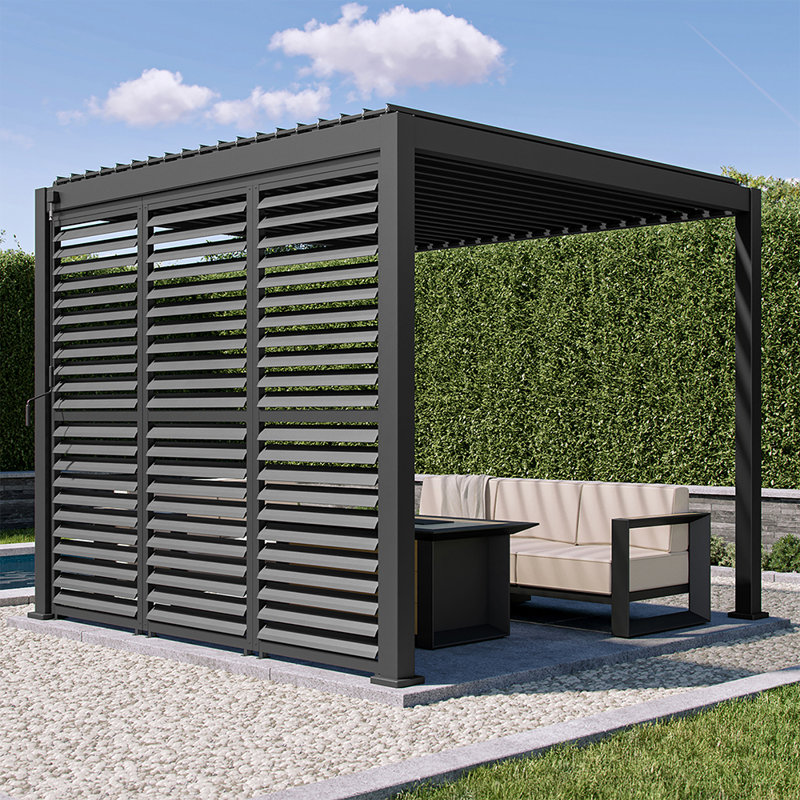 Volet réglable en aluminium 111 (accessoire pour pergola), Noir, H 94 po x l 48 po x P 0,249 po
