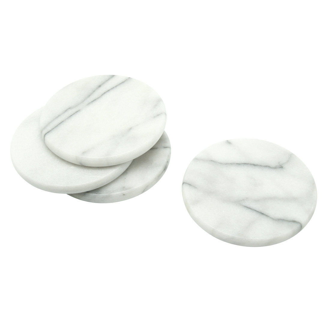 Natural Marble 4 Inch Round Coaster Cup Holder (Set of 4) Wade Logan®