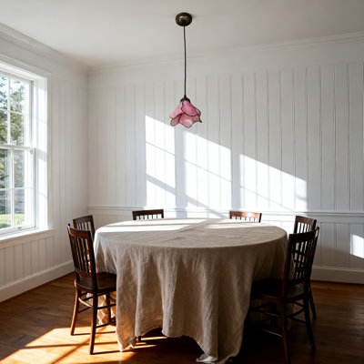 1-Light Pink Flower Pendant Light, E26 Socket With Bulb Included, D 7.9 Inch