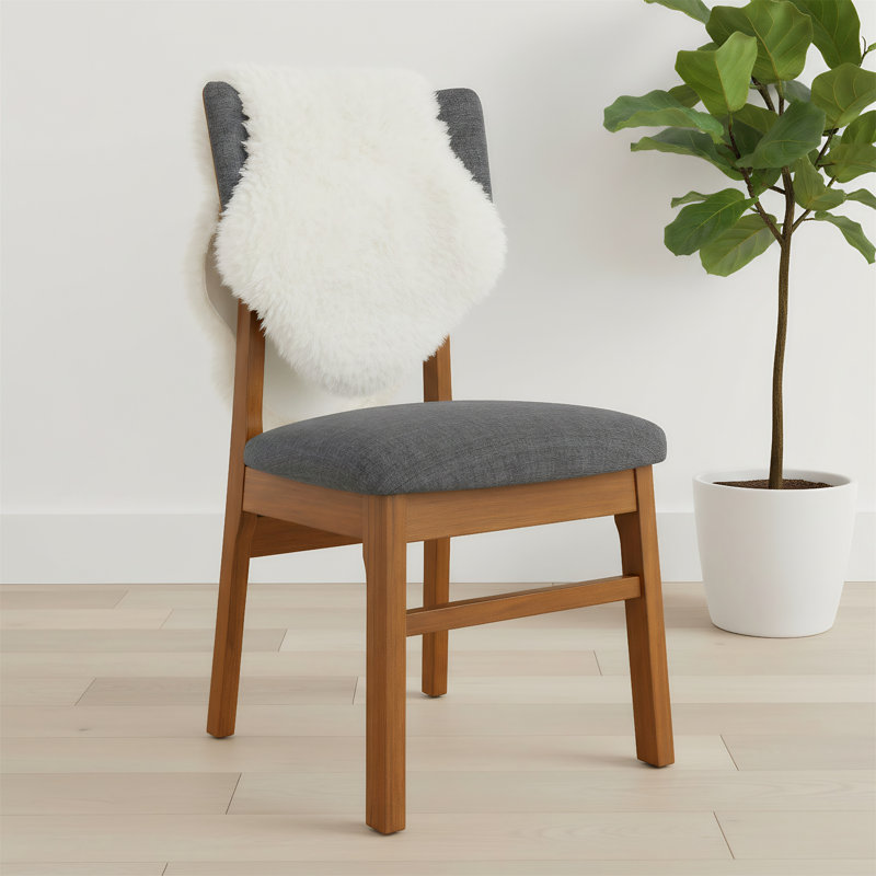 Ensemble de quatre chaises de salle à manger rembourrées ergonomiques de style Mid-Century moderne, Gris