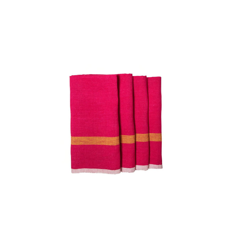 Laundered Linen Square, Pink/Lime