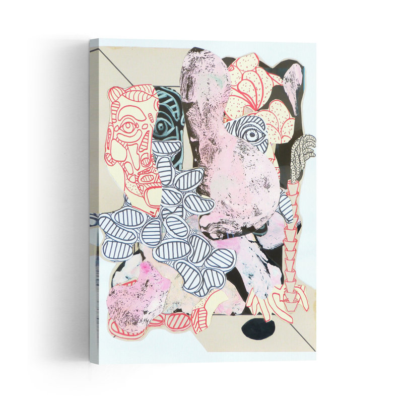 Portraits roses déconstruits - Affiche d'art mural abstrait contemporain, 36" H x 24" W