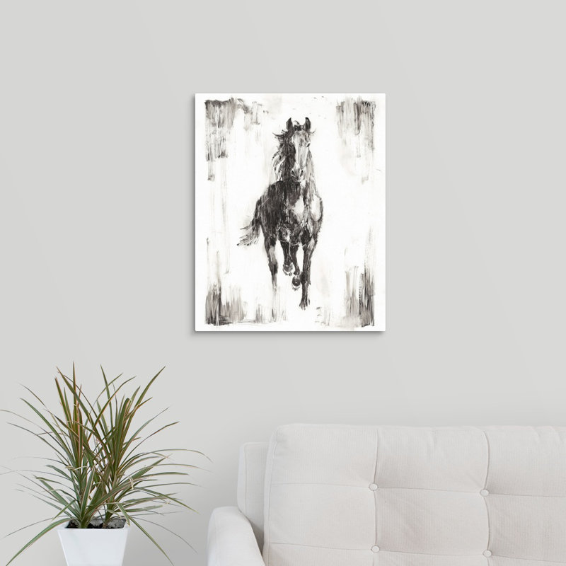 « rustique black stallion i », peinture sur toile, Toile tendue, H 14 po x l 11 po x P 1,25 po