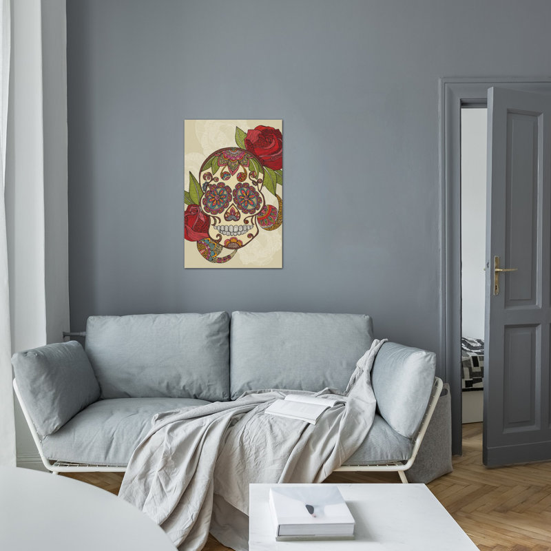Crâne de sucre, impression sur toile tendue, H 40 po x l 26 po x P 1,5 po, Toile tendue