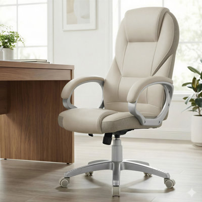 Ergonomic Swivel Chair, Adjustable Height, For Office, Telework, With Silent Castors, 28.7" L X 27.6" W X (44.1"-48" H)