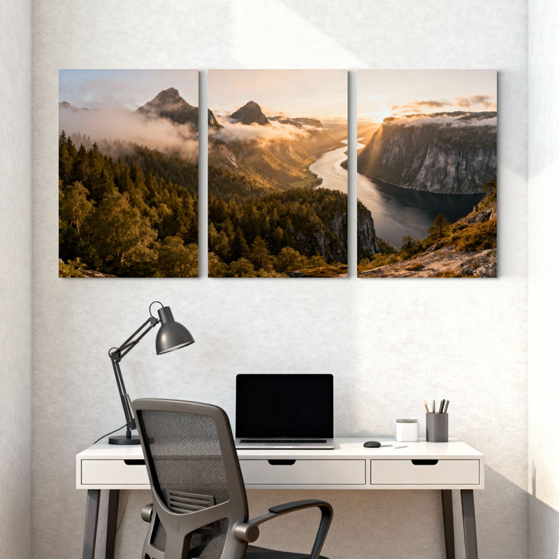 Ensemble de 3 impressions d'art sur toile, H 18 po x l 36 po