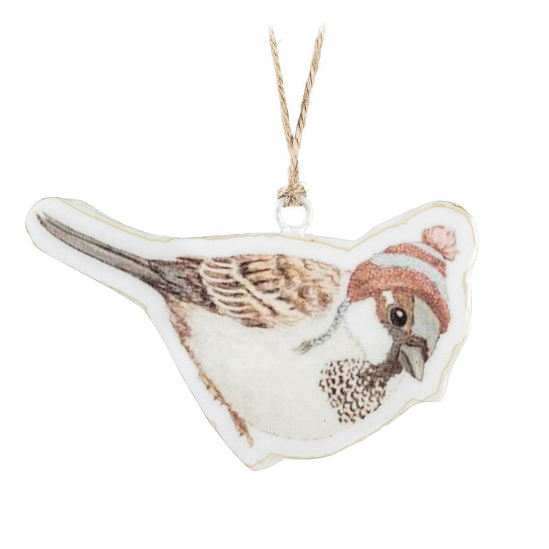 Ornement suspendu oiseau en chapeau