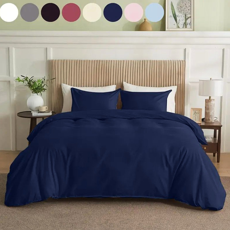 Housse de couette bleu marine très grande, respirante et confortable, adaptée à différents types de lits