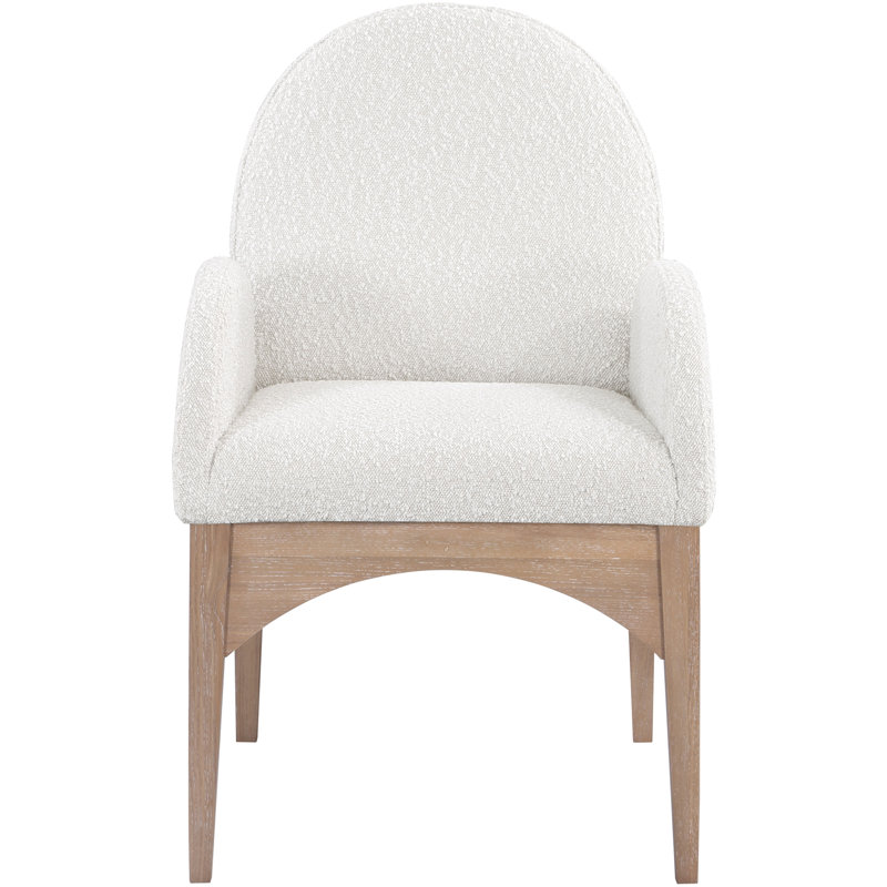 Waldorf Fabric Arm Chair Dining Chair, Natural, Cream Boucle Fabric