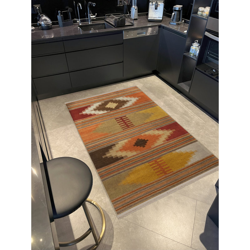Tapis brun en polypropylène à imprimé numérique Jozy, Rectangle 2 pi 8 po x 5 pi
