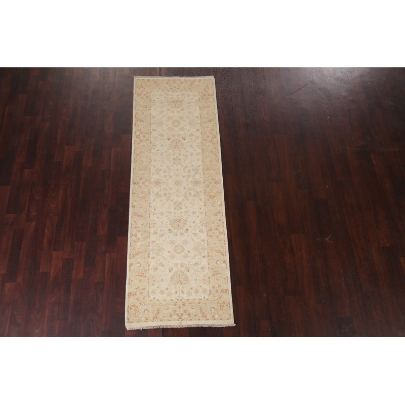 Tapis de couloir en laine végétale Peshawar Chobi noué à la main 3 x 8