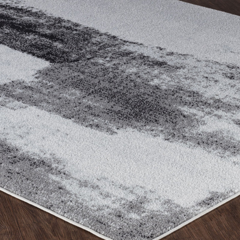 Charcoal Modern Shaggy Rug, Abstract Easy to Clean Rug For Living Room, Dining Room, Bedroom,Kitchen, Rectangle 120 x 170 cm