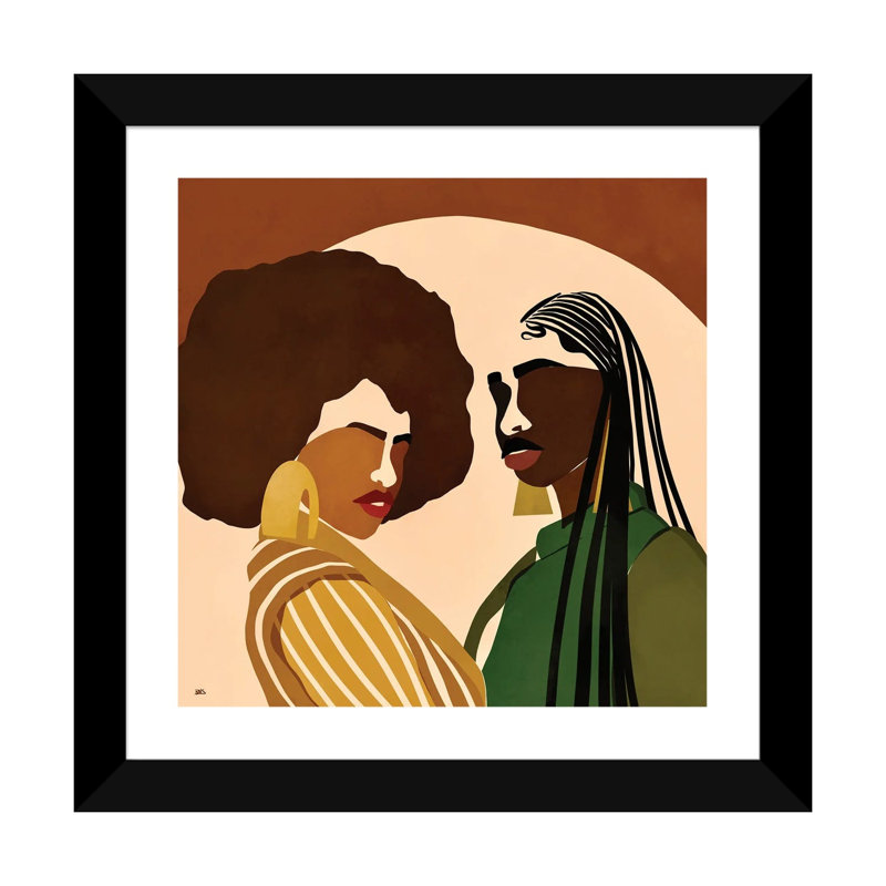 « Fly Sistas » par Bria Nicole-impression d’art graphique, H 24 po x l 24 po x p 1 po, Papier encadré noir, Blanc