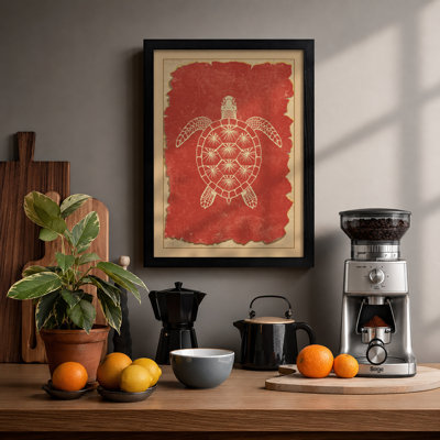 Turtle From Above Vintage - Framed Print