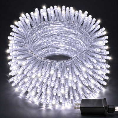 Guirlande de lumières de Noël blanches pour l'intérieur et l'extérieur, guirlandes de lumières à DEL connectables avec fil transparent, lumières scintillantes pour la chambre à coucher, foyer, arbre de Noël, décoration
