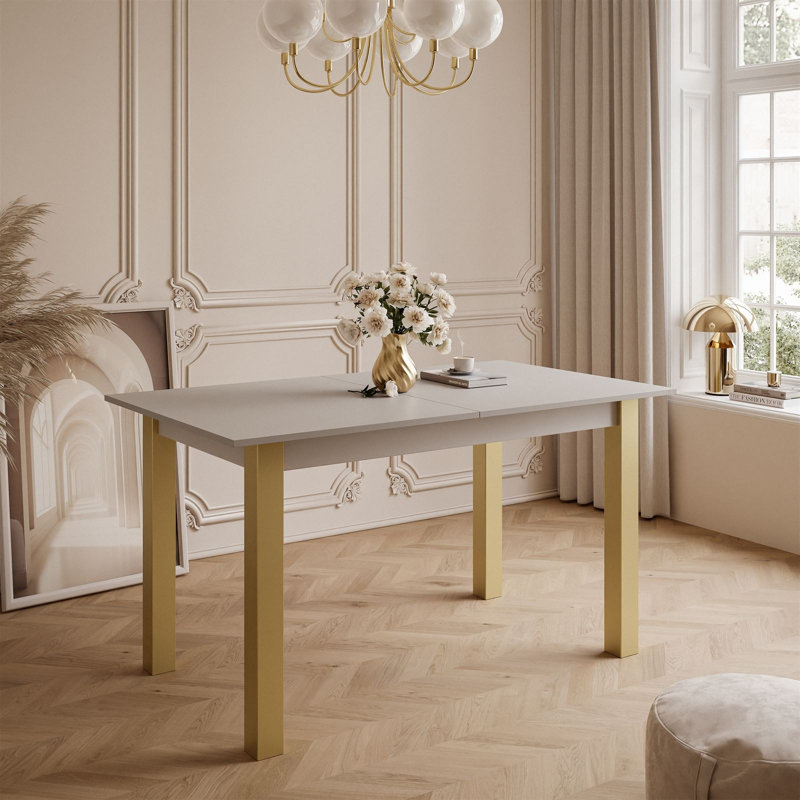 Extendable Metal Base Dining Table, Cashmire