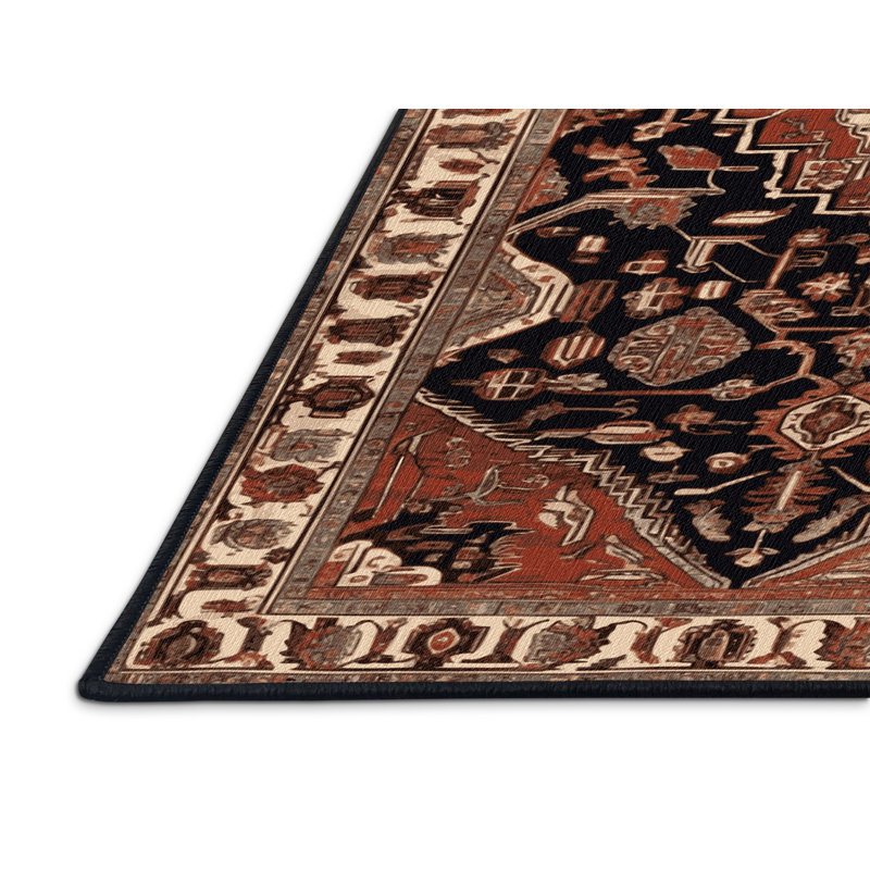 Tapis brun lavable à la machine, Rond 5 pi