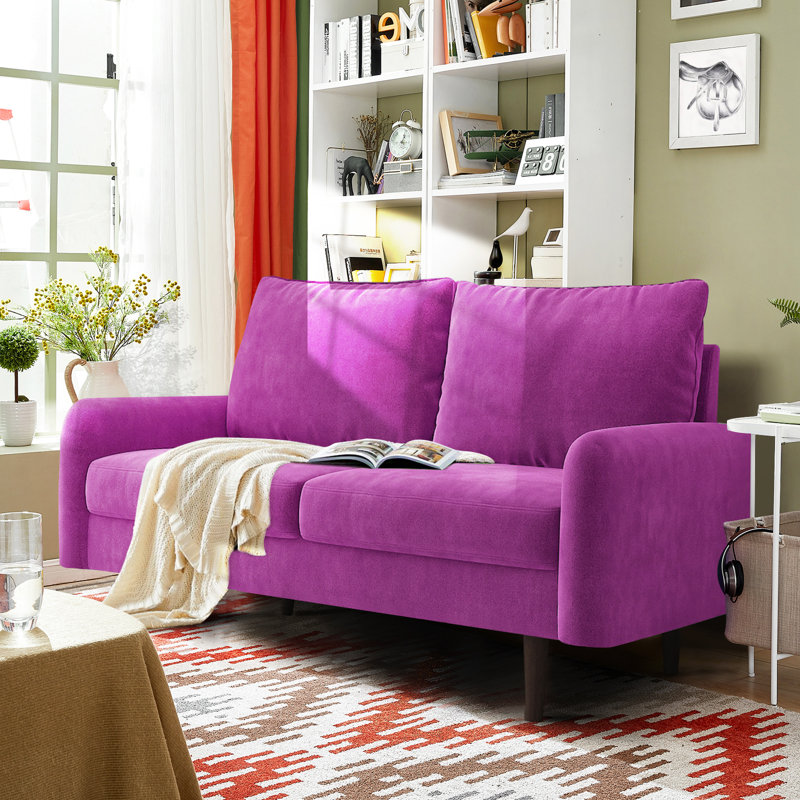 Causeuse Marick, Velours aubergine, H 33,1 po x l 56,3 po x P 31,1 po