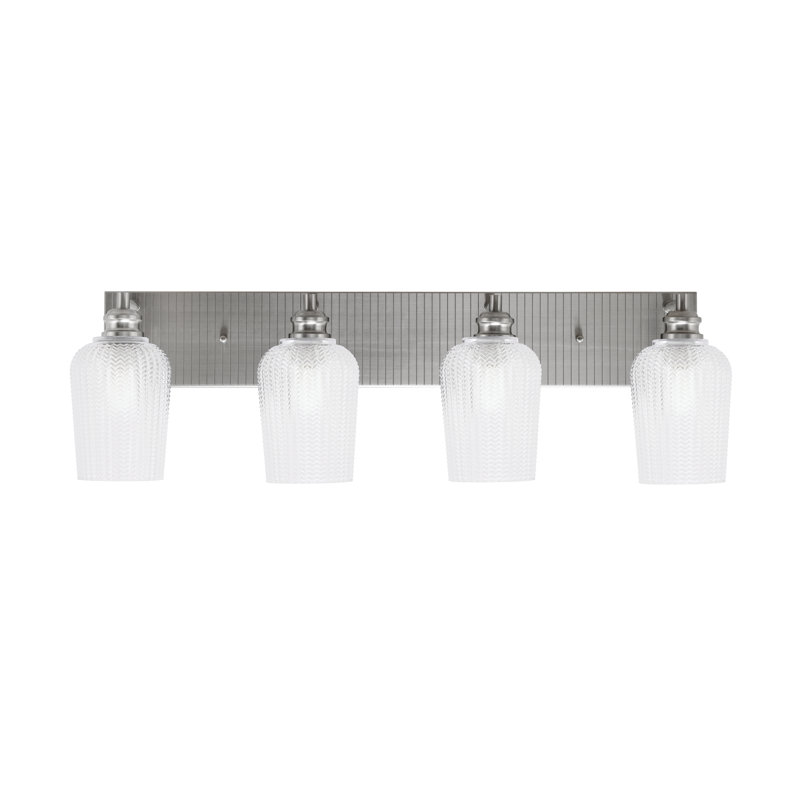 Barre d'éclairage de salle de bain 4 lumières avec verre 5 po Edge, Nickel brossé, Clair