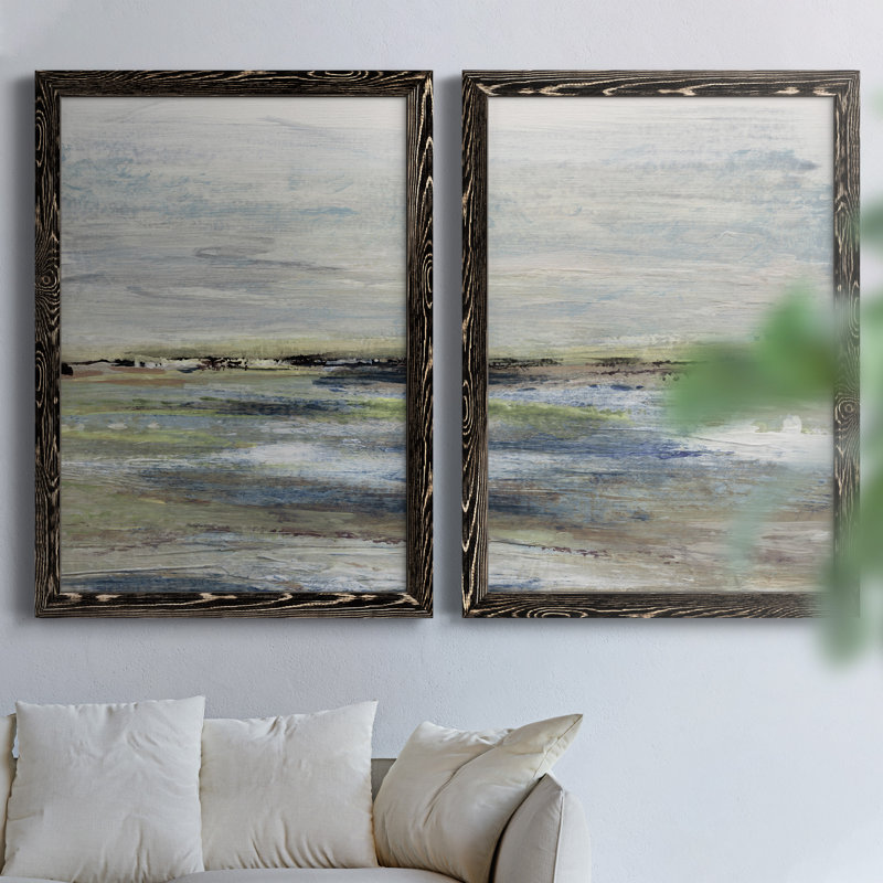 Wetlands I - ensemble de 2 peintures sur toile encadrées, Cadre noir, H 44 po x l 31 po x P 1 po