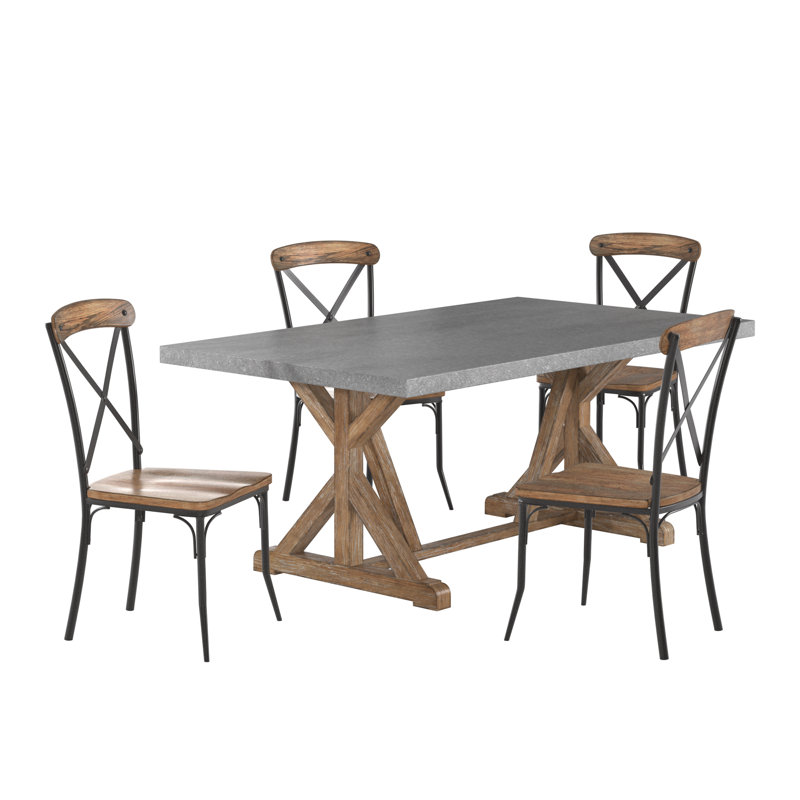 Ensemble de table de salle à manger et de chaises en bois Dombrosky