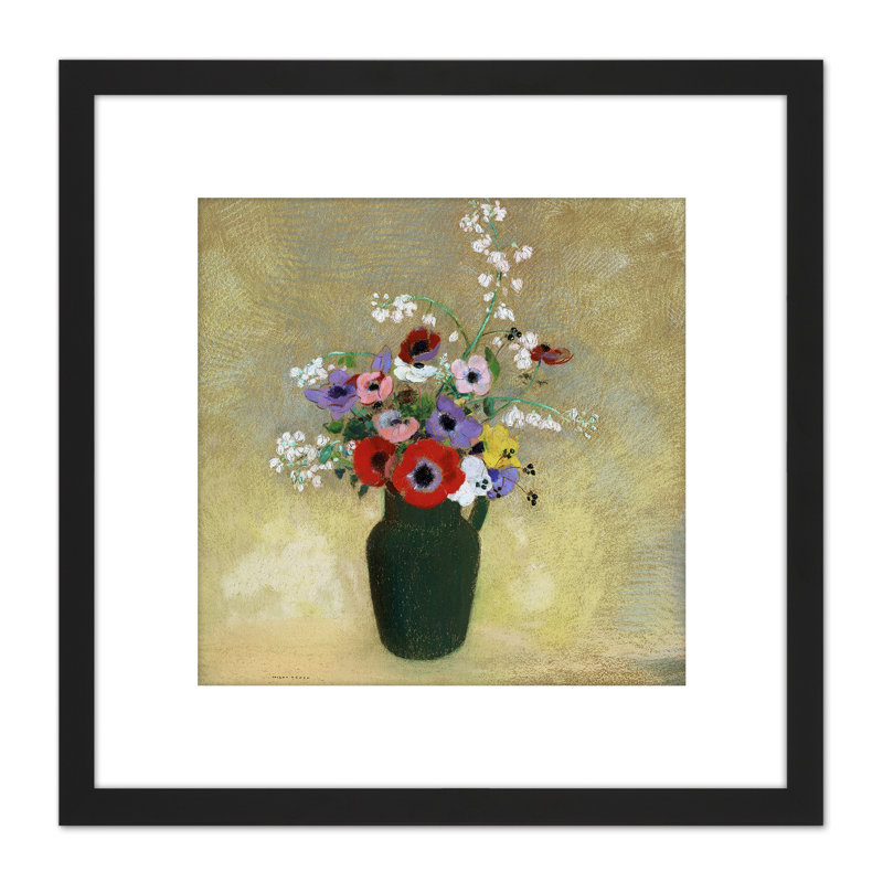 Odilon Redon Large Green Vase With Mixed Flowers by Odilon Redon - Single Picture Frame Painting