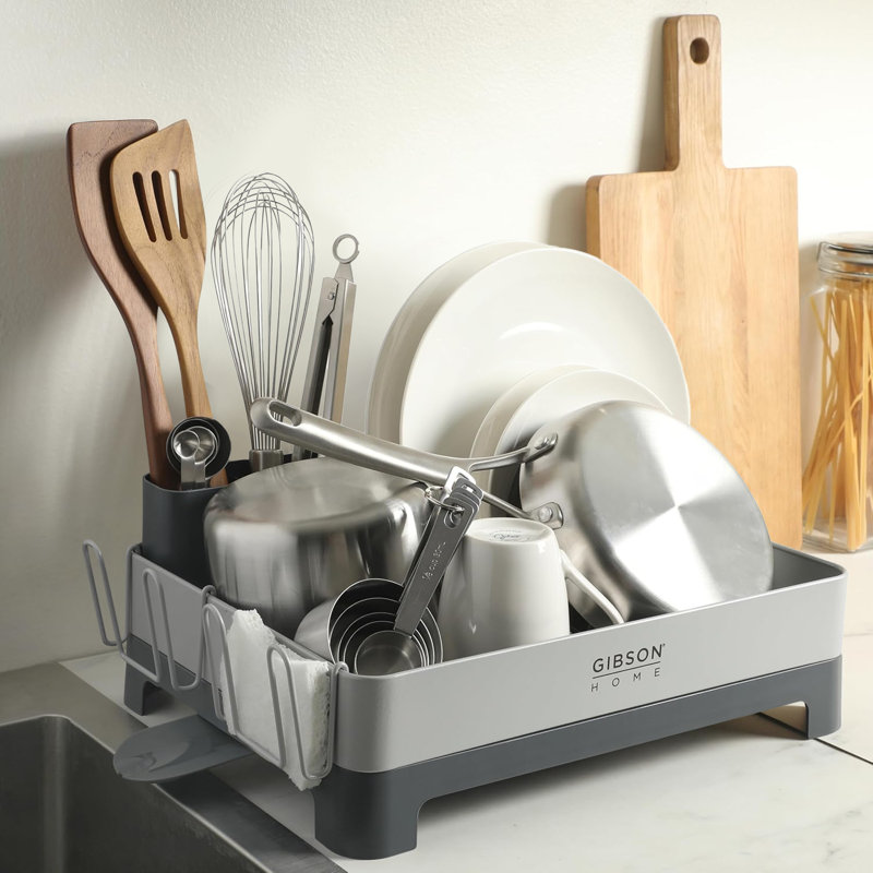 Égouttoir à vaisselle en acier galvanisé gris Gibson Home Nestcraft