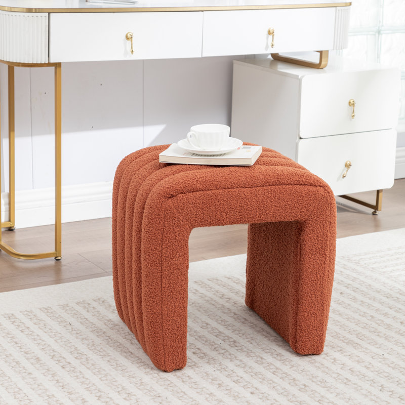 Tufted Upholstered Standard Ottoman, Orange
