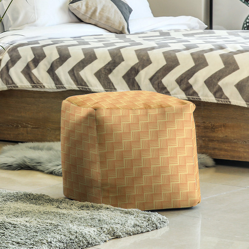 Repose-pieds cubique à rayures classic basketweave, Jaune et orange