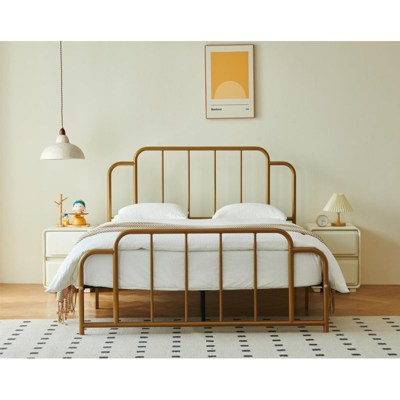 Gurtha Metal Platform Bed, Gold, Queen
