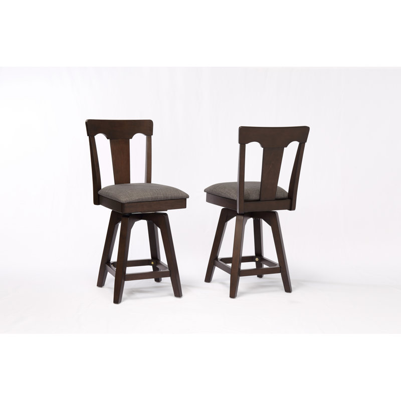 Calderon Swivel Upholstered Counter Stool, Black/Brown Oak
