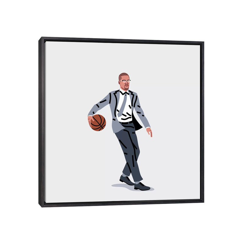 «Balling Malcolm» par Elad Shagrir - impression d'art graphique, 18" H x 18" W x 1.5" D, Toile avec cadre noir patiné