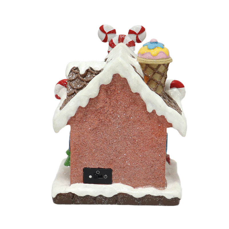 Maison en pain d'épices Mickey et Minnie Disney (17,5 cm de hauteur) - Lumières DEL, musique, piles - Résine peinte à la main