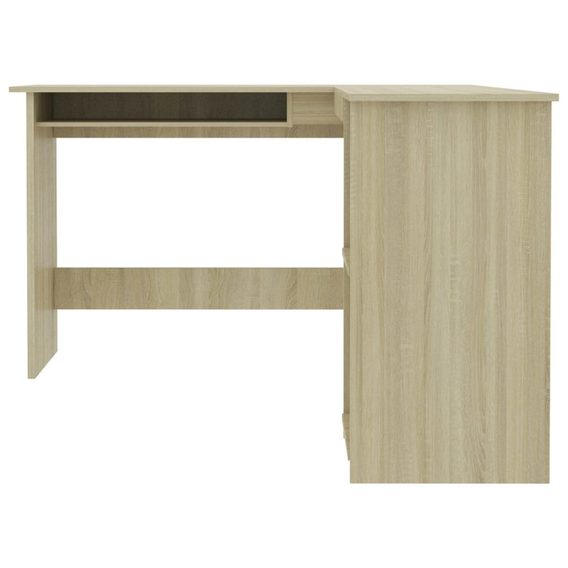 Corliss Corner Desk Computer Desk Study L-shaped Desk Table Engineered Wood, Sonoma Oak