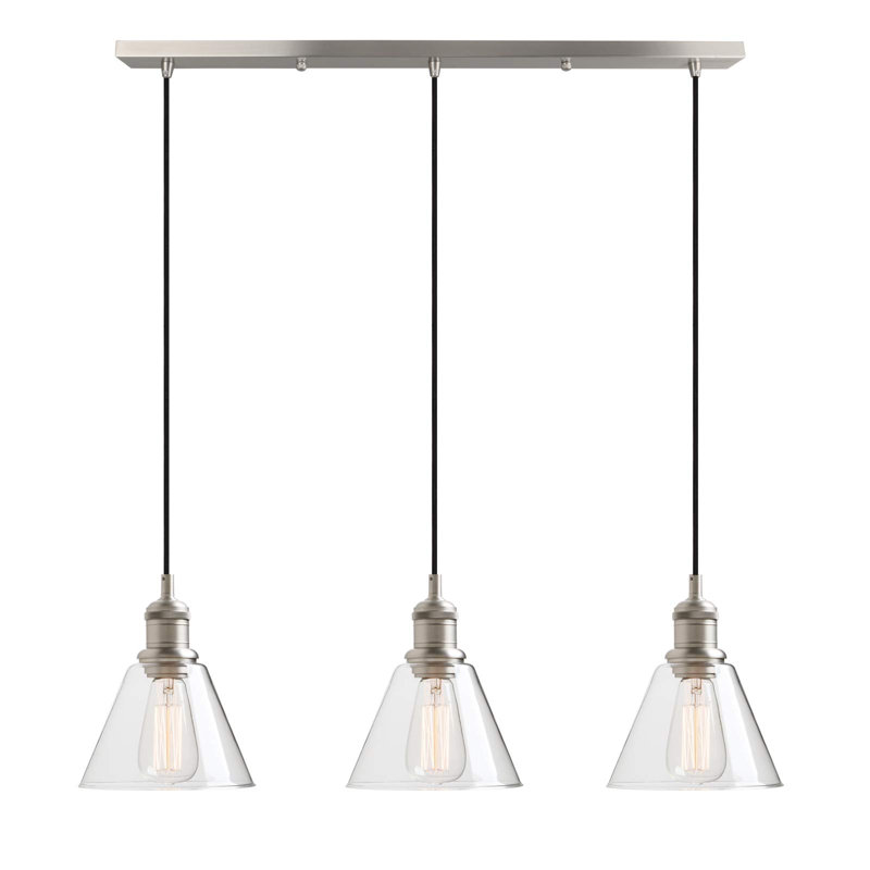 3 - Light Kitchen Island Pendant, Brushed