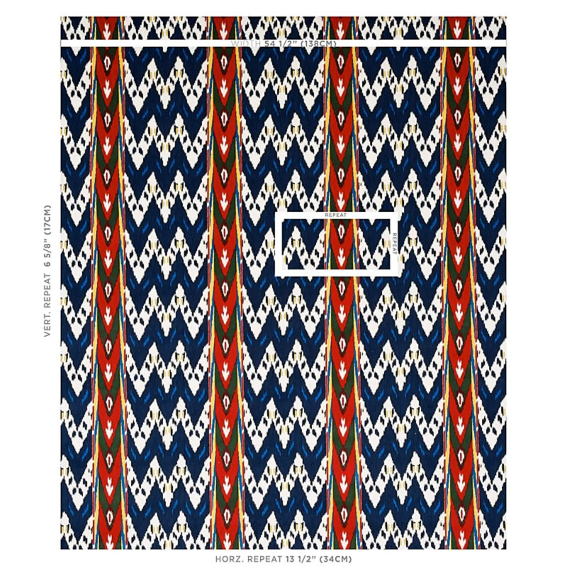 Tissu en velours Samar Ikat, Bleu