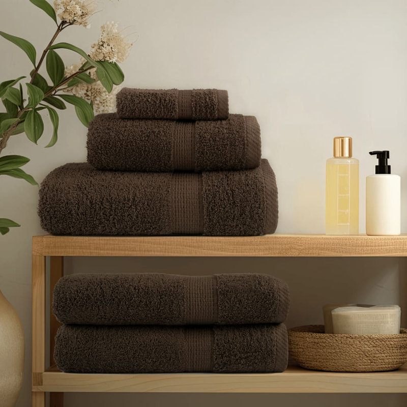Premium Towel Set SOLUND 600 Gsm, Brown, 6 Piece Towel Set