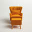 Tybalt Velvet Wingback Chair with Footstool-1639618439