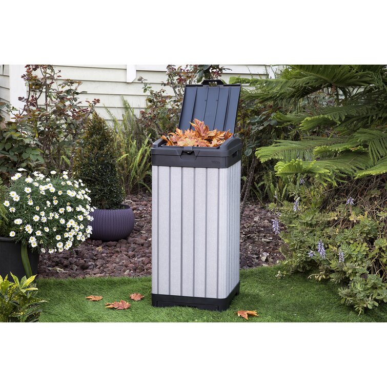 Keter Pacific 30-Gallon Outdoor Large Waste Basket Trash Can With Lid &  Reviews