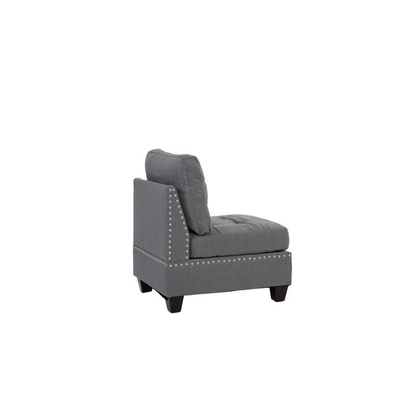 Siège modulaire gris 3 pièces avec tissu d'aspect lin et structure en bois