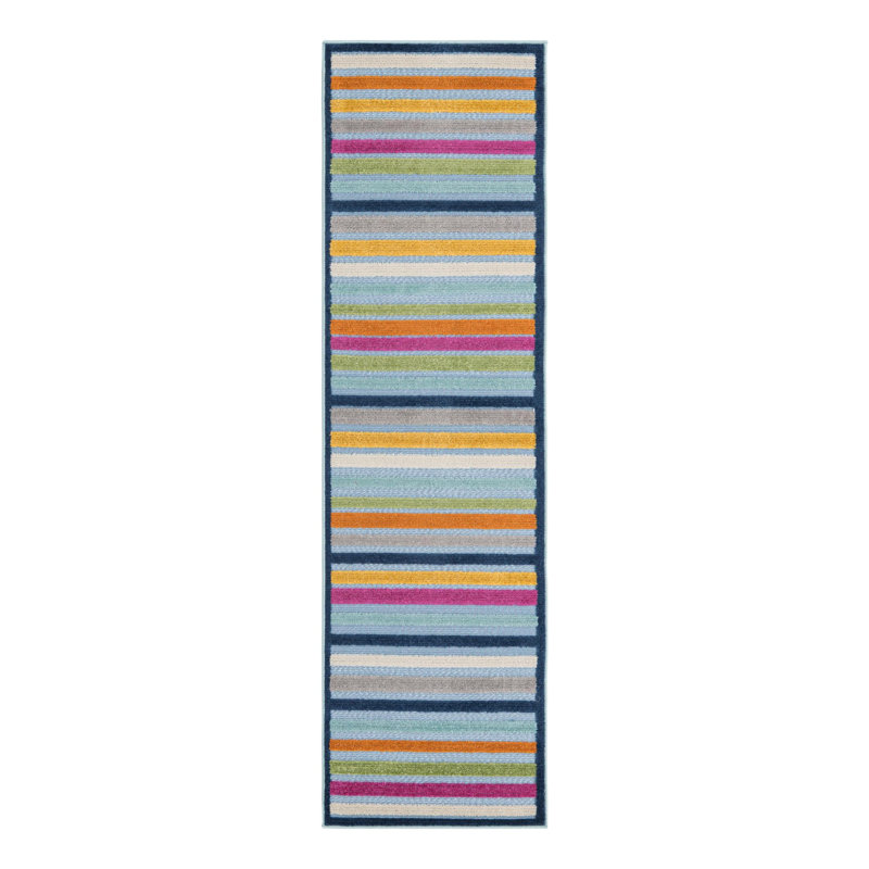 Striped Indoor / Outdoor Rug, Runner 2' x 8'