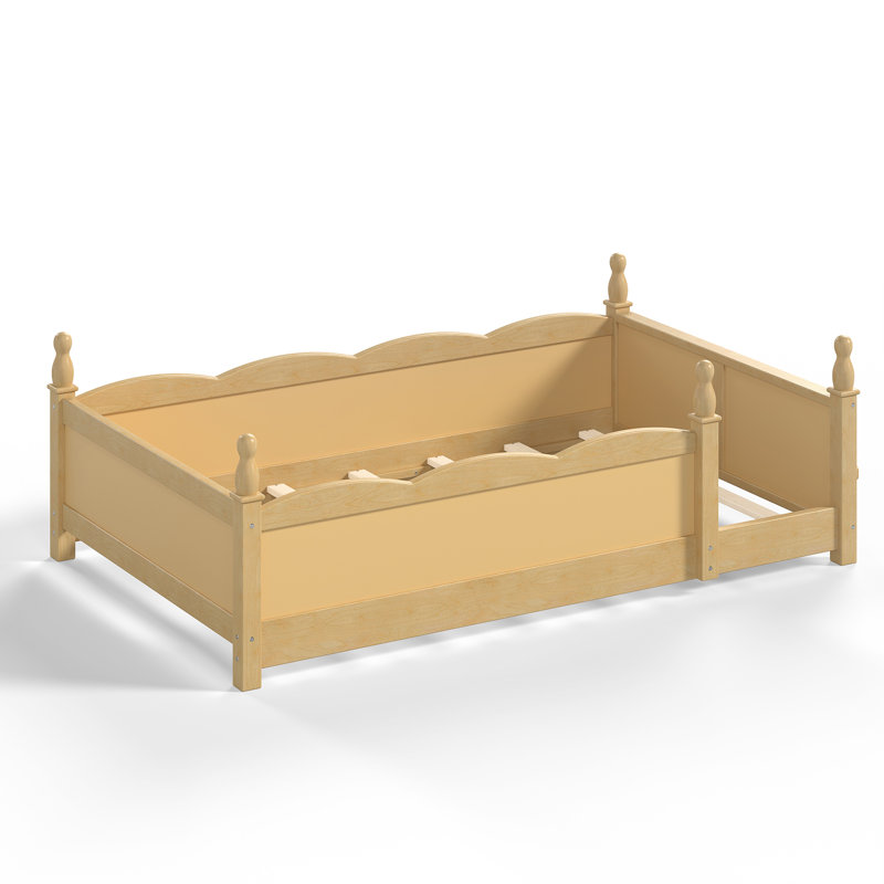 Lits sûrs au sol avec rangement Montessori en bois naturel pour chambre d'enfant