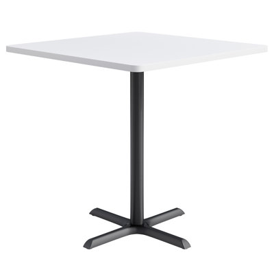 KFI Studios Proof 42" Square Pedestal Table, Grey Top, Black X-Base