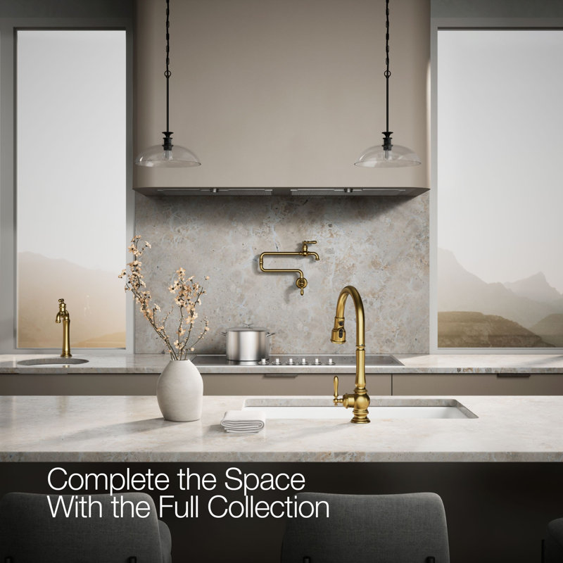 Artifacts® Touchless and Voice-Activated Pull Down Kitchen Sink Faucet with Three-Function Sprayhead, Gold