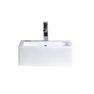 Fine Fixtures Modern Ceramic Square Vessel Bathroom Sink with Overflow