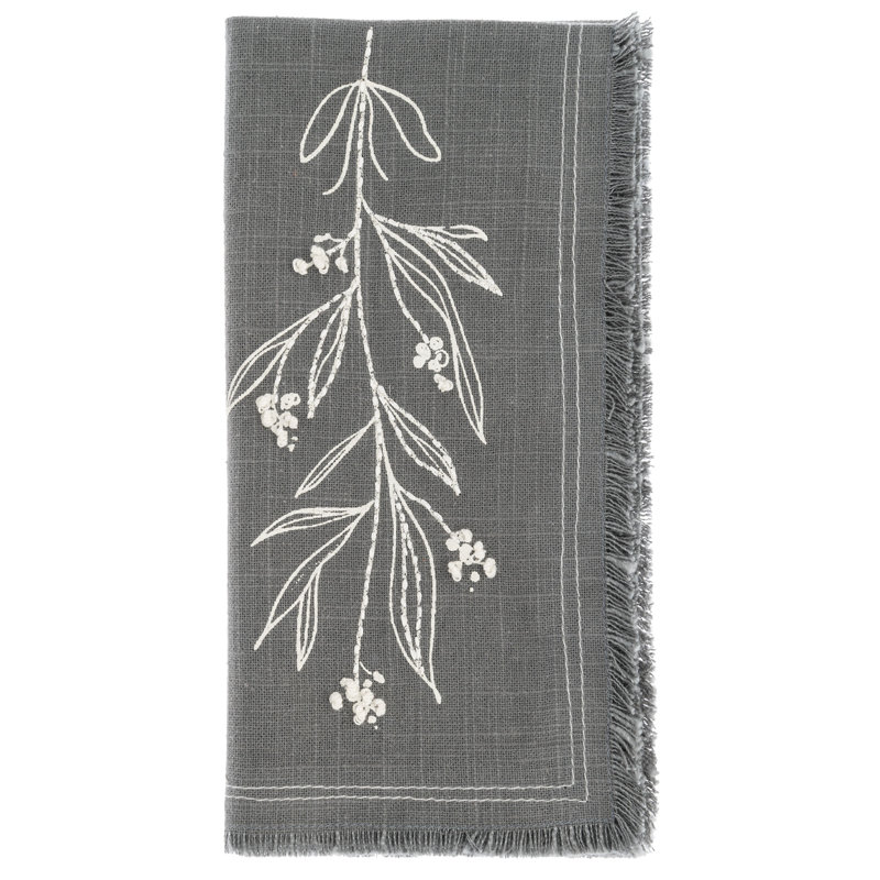 Serviettes de table brodées en coton Misteltoe