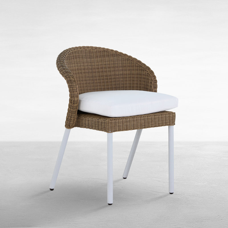 Chaise d'appoint empilable en résine tressée Dune, Welt + bourre standard, Chambray tonnelle