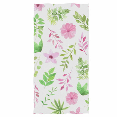 BlossomSoft Pink Floral Hand Towels - Ultra Absorbent, Multipurpose, 16x30 in for Bathroom, Face, and Home Decor