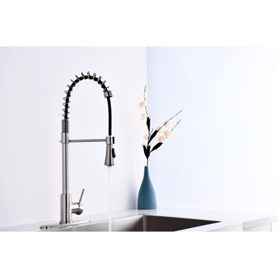 Commercial Kitchen Faucet In Brushed Nickel For Modern Spaces - High Arc Single Handle Stainless Steel Use