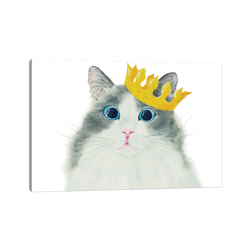 Little King Cat by Alexey Dmitrievich Shmyrov - Wrapped Canvas Print, 20.32 cm H x 30.48 cm W